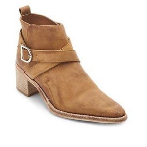 Free People back loop leather ankle boots in washed tan
